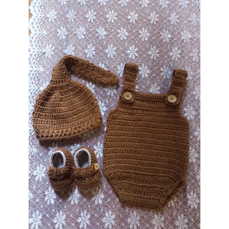 baju rajut bayi romper 1 set