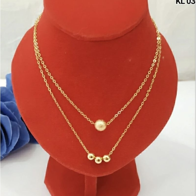 Kalung Bola Pasir 2 Layer Lapis Emas