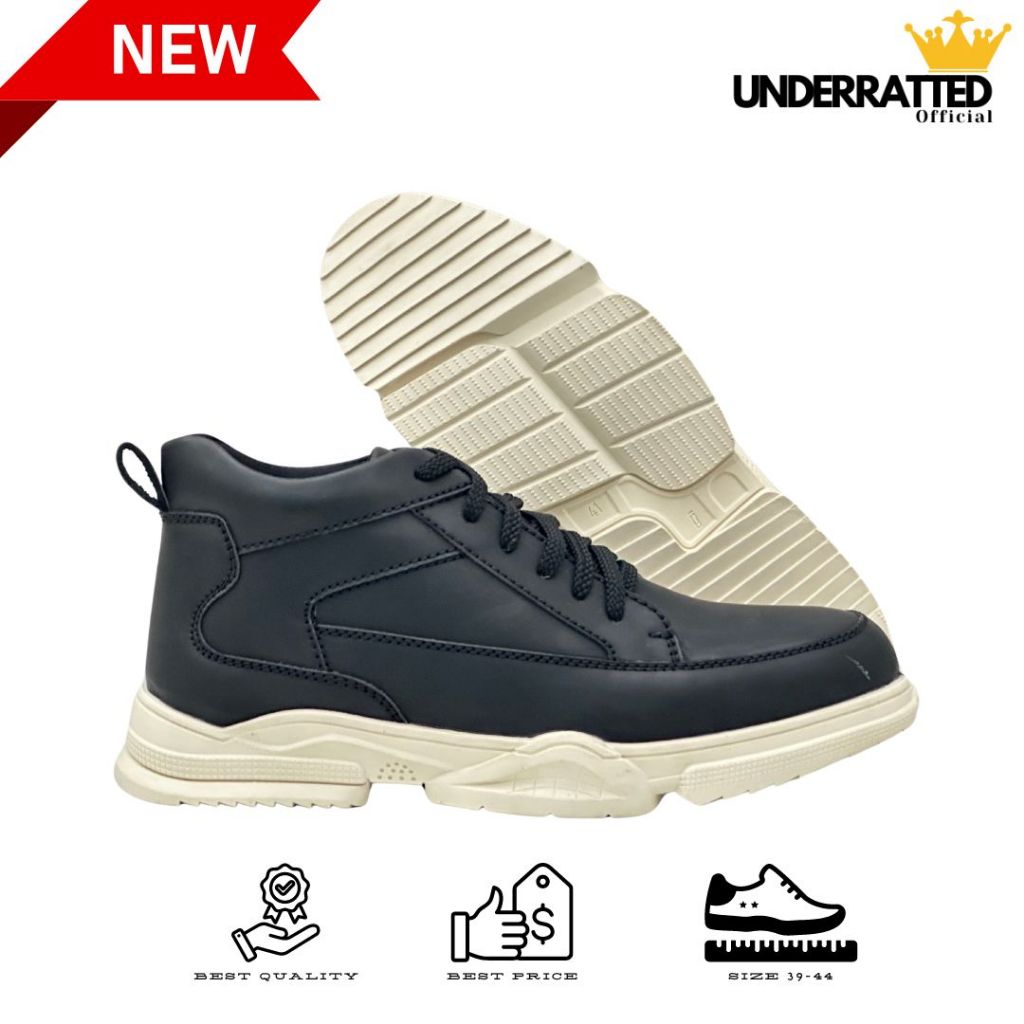 GOATZIE-SEPATU KULIT COWOK HITAM/MAN CASUAL SHOES GZ-02