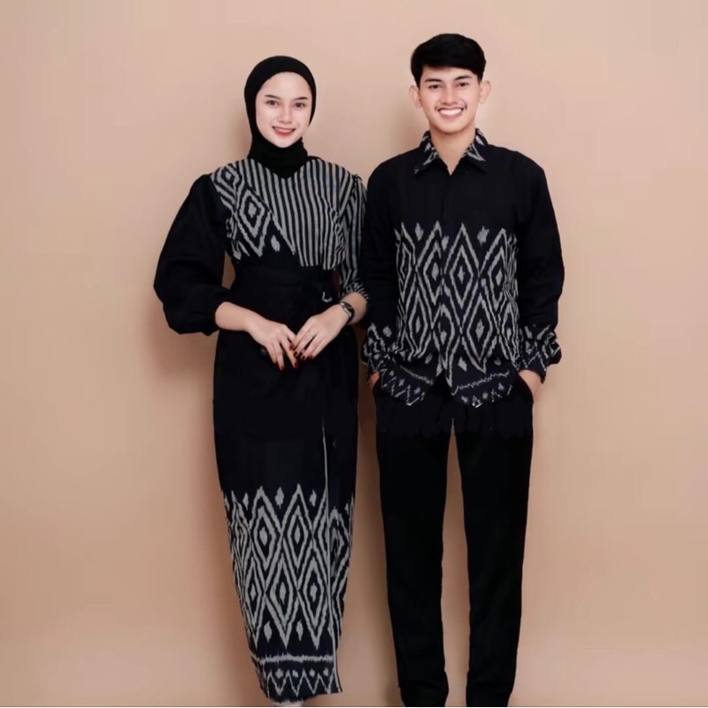 Set couple tenun baju tenun pria dewasa dress marline black syira baju tenun kondangan