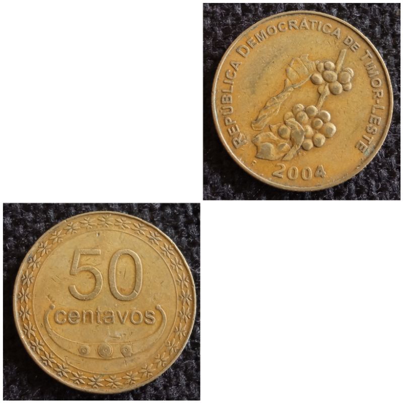 Koin Kuno Timor Leste 50 Centavos Gambar Buah Kopi (tahun acak) | Koin asing mancanegara