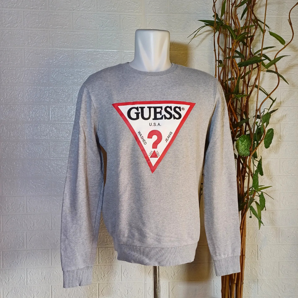 CREWNECK GUESS BIG LOGO SIZE M (SECOND BRANDED) ABU-ABU, CN0036