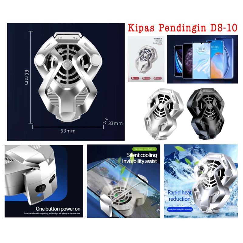 Fan Cooler Radiator Pendingin HP Cooling Fan Gaming Wireless Use Battery Blue Lightning Compatible W