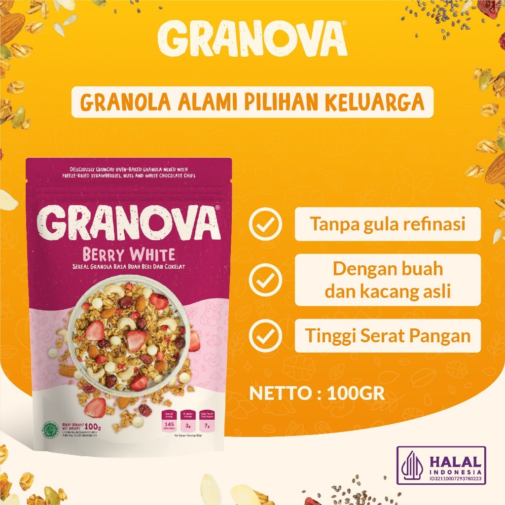 

Sereal, Makanan Sehat, Halal Rasa Buah Beri dan Coklat Putih 100gr