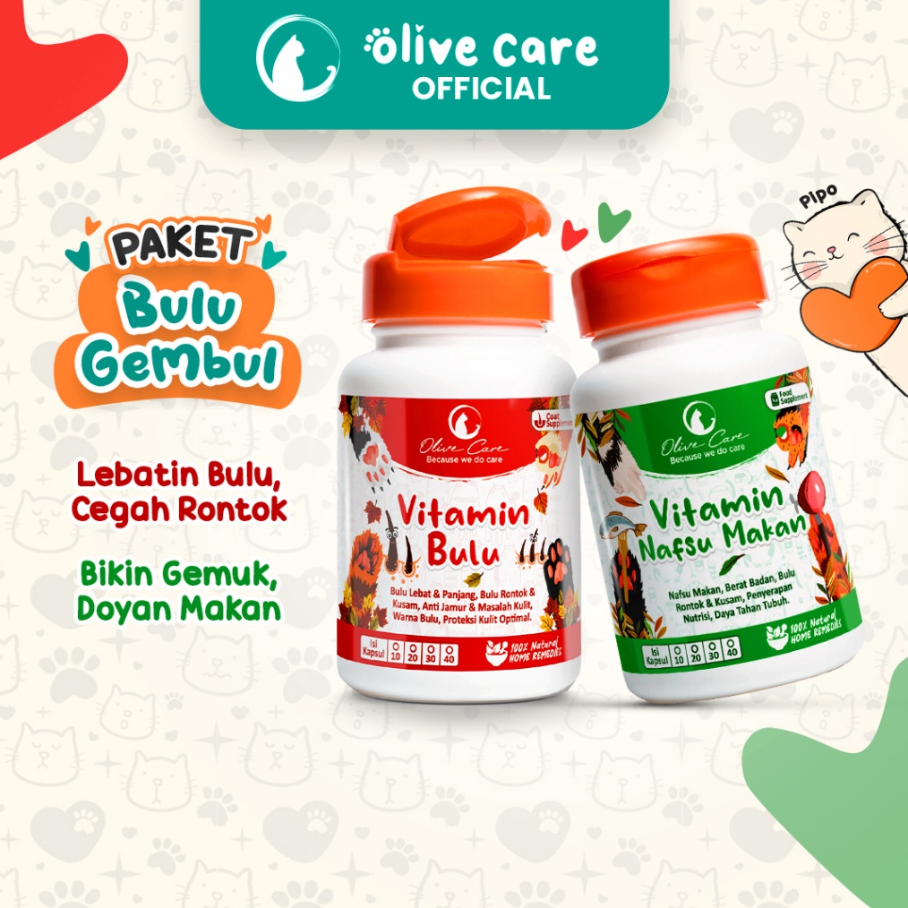 ART F1A Olive Care Vitamin Kucing Paket BULU GEMBUL untuk Nafsu Makan Badan Gemuk Bulu Lebat Gembul 