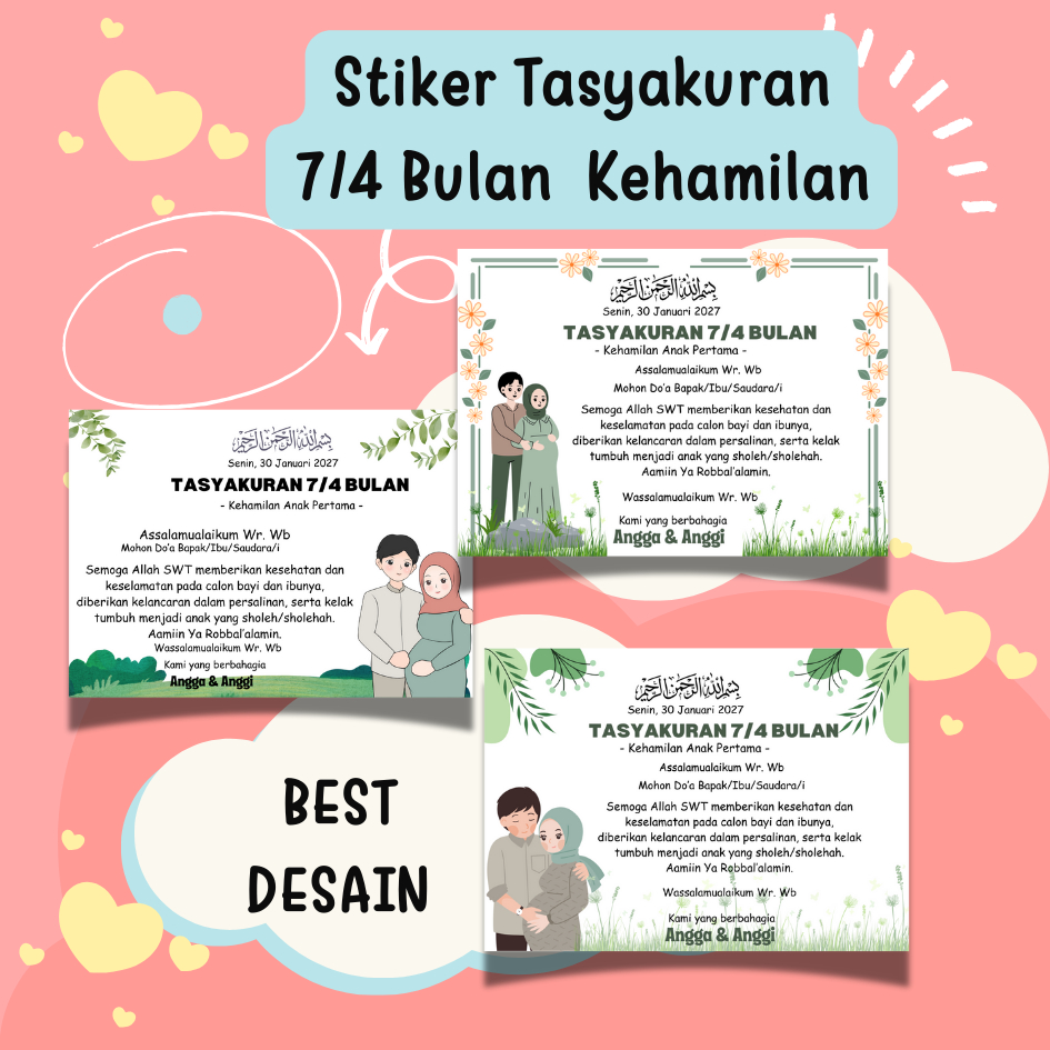 

P2/Stiker Tasyakuran kehamilan/Tasyakuran 7/4 bulan kehamilan/stiker hamil 7bulan