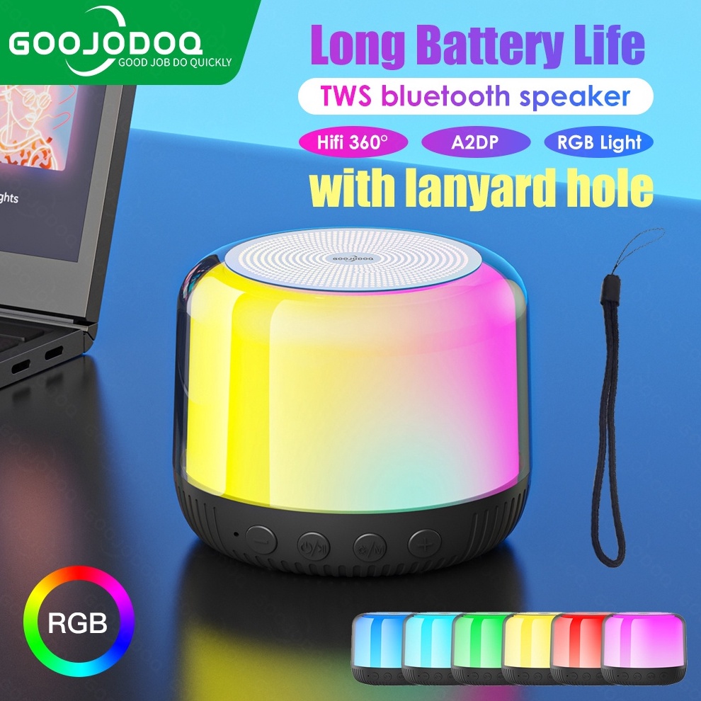 GOOJODOQ Speaker Bluetooth Portable Speaker Stereo Mini led HiFi Wireless Speaker