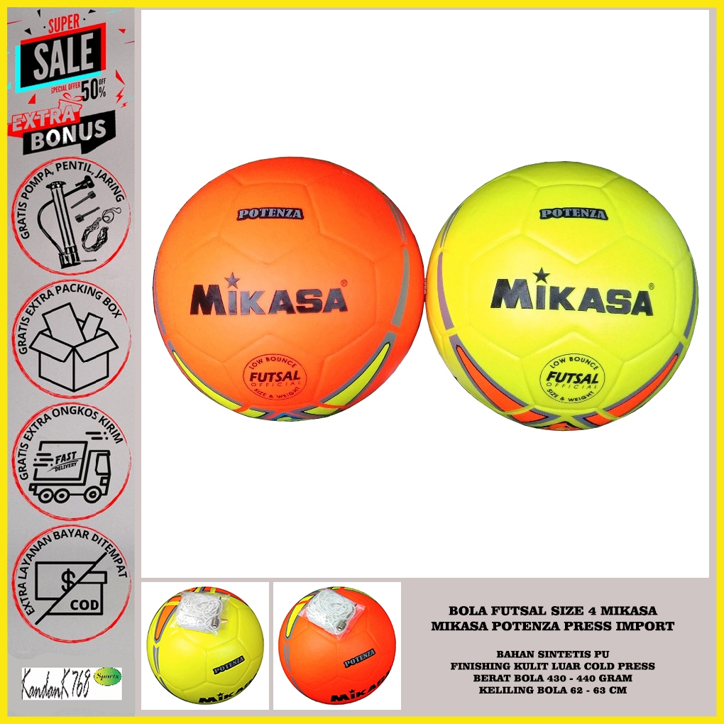 Bola Futsal Mikasa Potenza | Futsal Mikasa Size 4 Press Import Grade Ori