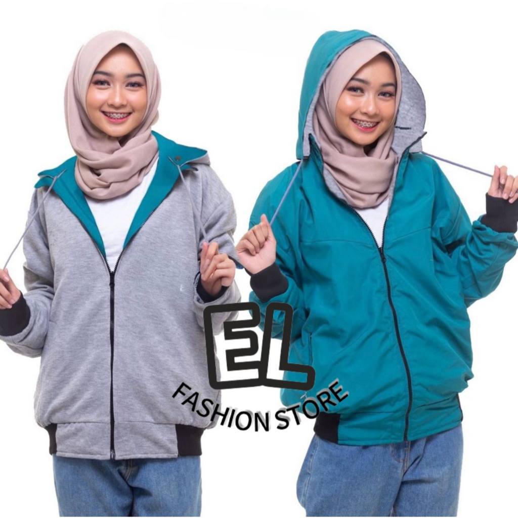 EL Jaket Parasut Bolak Balik / Jaket Anti Air / Jaket Pria Bolak Balik