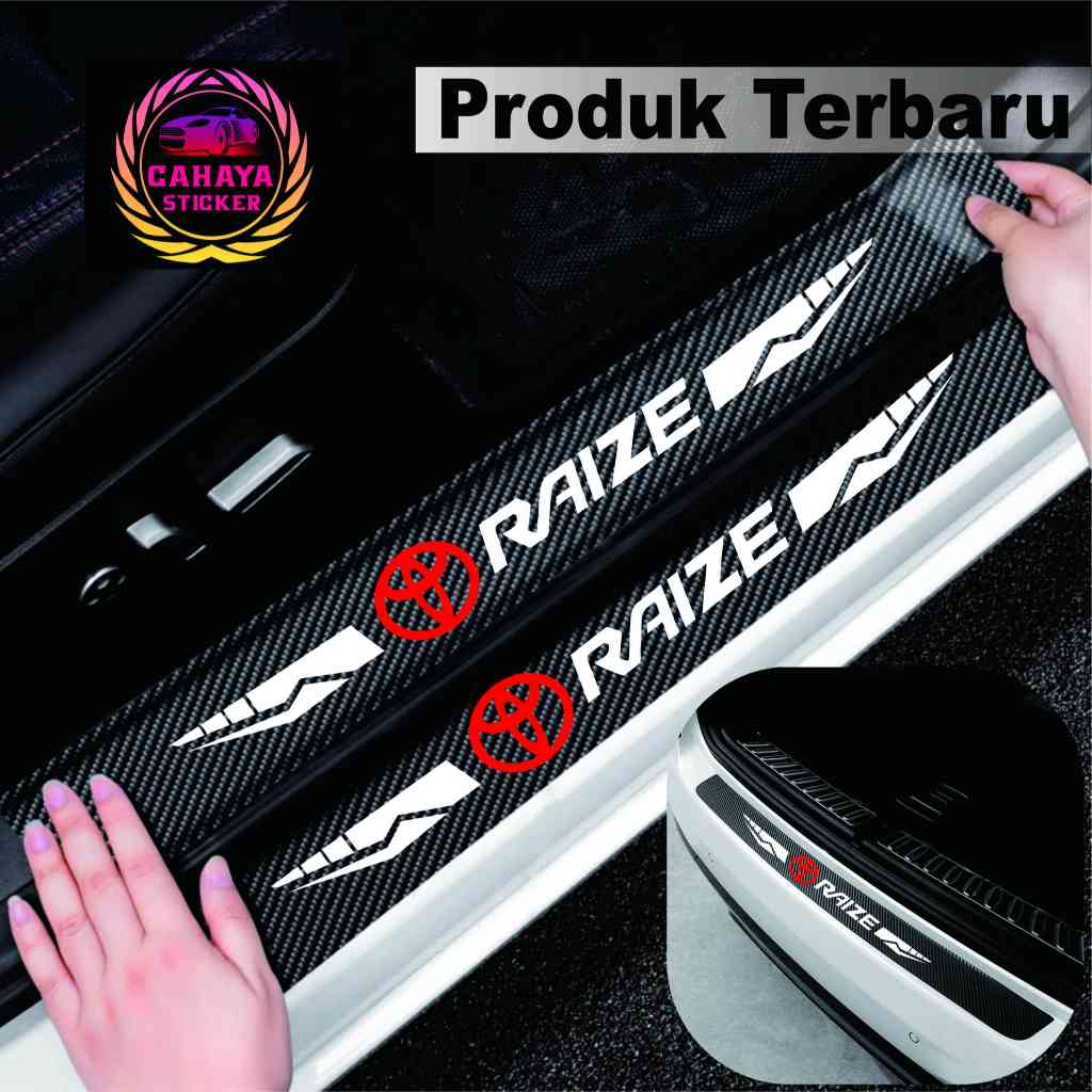 5 psc sticker mobil toyota raize sticker sill plate carbon 3D mobil toyota raize sticker carbon raiz