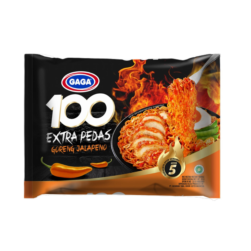 

Mahbubah - Gaga 100 85 g Mi Instan Goreng Rasa Extra Pedas Jalapeno