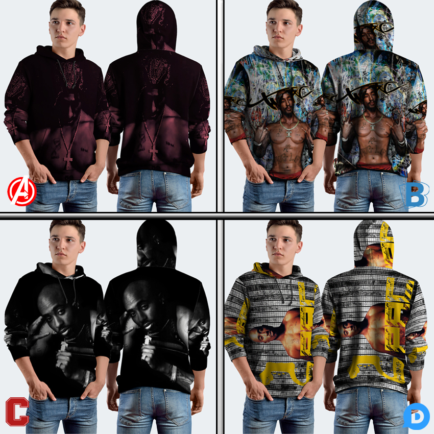 Jumper Hoodie TuPac Shakur Hoodie Pullover Fullprint Bahan Polyester Jersey | 1D-259513