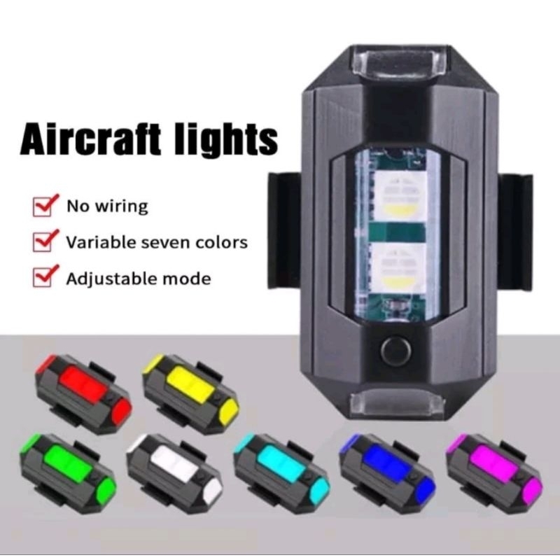 LAMPU PESAWAT LED KEDIP KEDIP DI DASHBORD RGB LED AIRCRAFT PLANE DI SEPEDA MOTOR MOBIL TINGGAL TEMPE