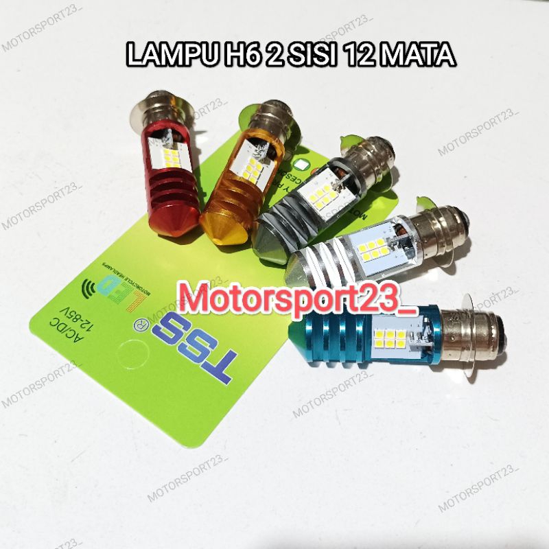 LAMPU H6 2 SISI BODY WARNA TSS RACING LAMPU DEPAN MOTOR BEBEK H6 8 LED LAMPU UTAMA MOTOR 2 SISI LAMP