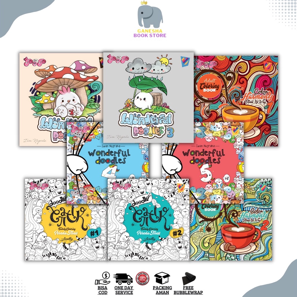 Coloring Book Buku Mewarnai dewasa Doodle kawaii Liendhy Gavins story book dan Pensil Warna Faber Ca