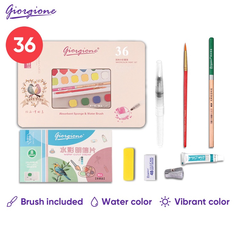 

Giorgione Solid Watercolor Paint Cat Air Lukis 1218243648 Warna Free Brush Paper G8 ART A5H2