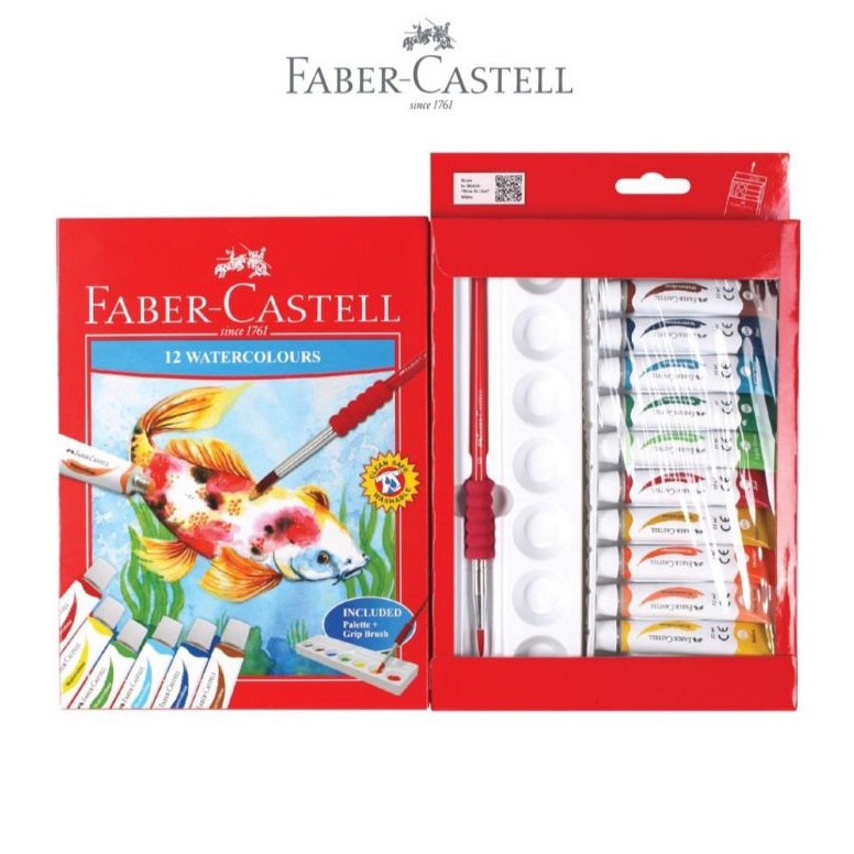 

FaberCastell 12 Watercolours 12ml Included PaletteGrip Brush Cat Air FaberCastell 12Wx12ml ART L5V8