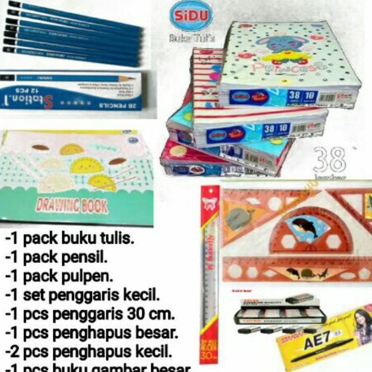 

8 IN 1 PAKET PERLENGKAPAN BUKU SEKOLAH ALAT TULIS SEKOLAH MURAH ART A7N5