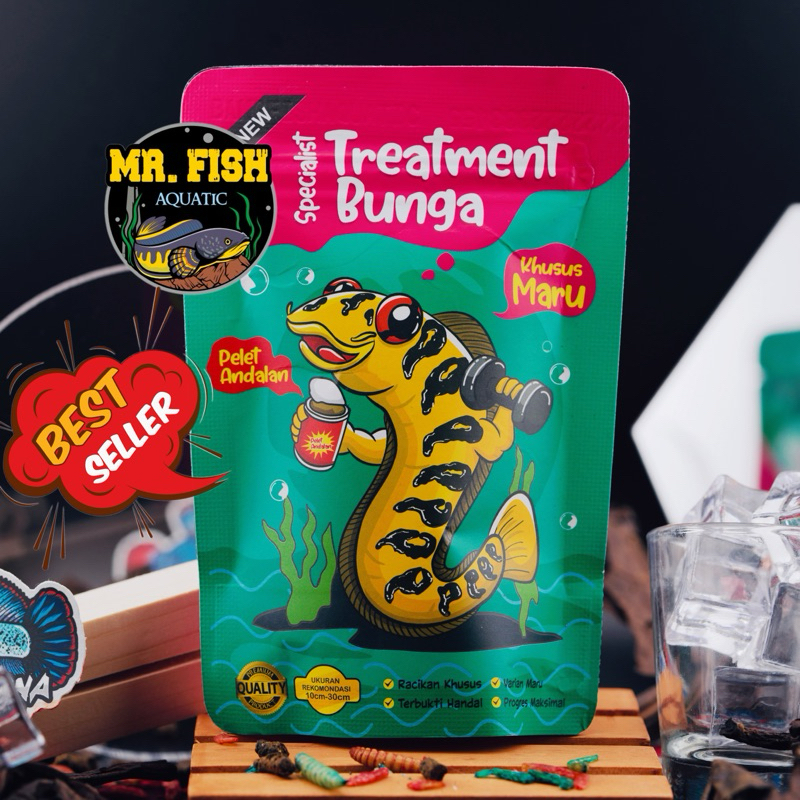 PELET ANDALAN Mr. fish bukan BANG FISH  AQUATIC 60gram UNTUK PROGRES BUNGA CHANNA MARU
