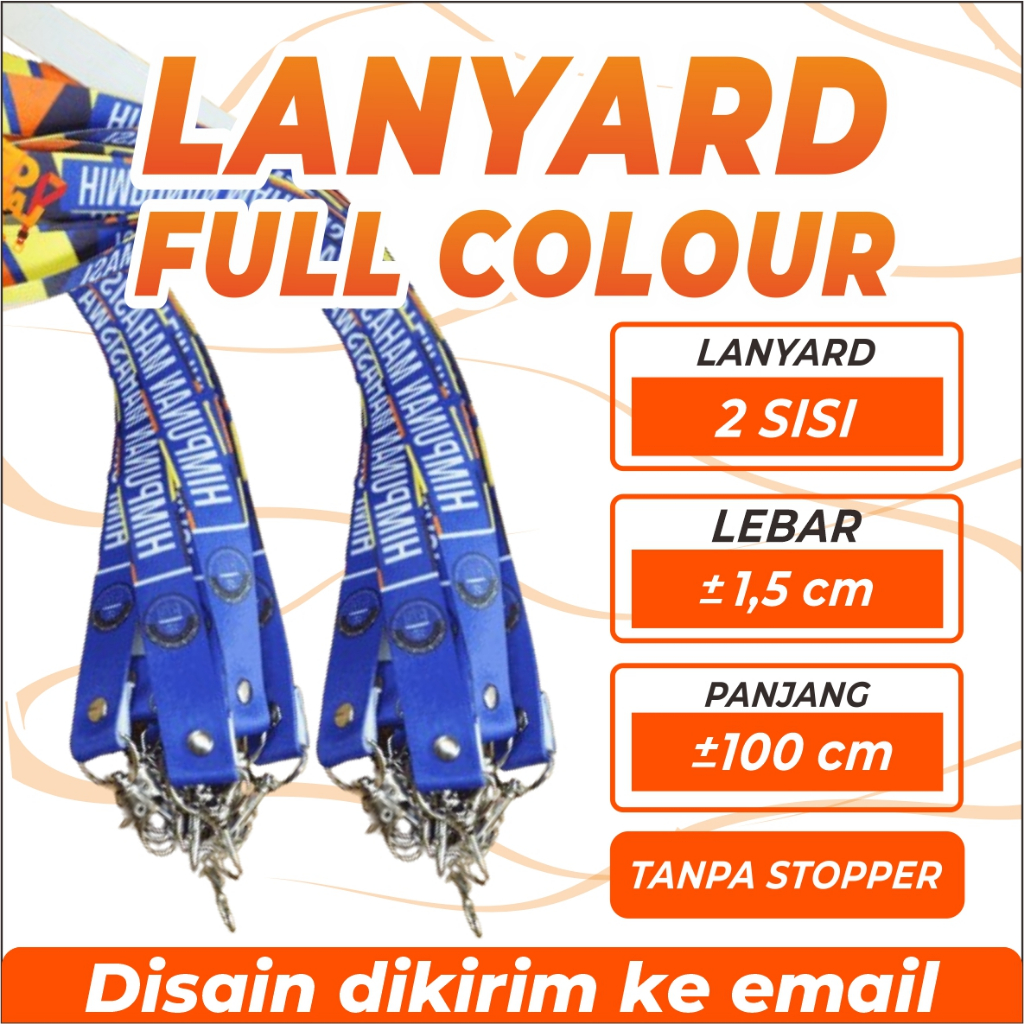 

Termurah Cetak custom ukuran 1,5 cm, tanpa stopper, Tali ID Card Lanyard Full Color - tali ID Card untuk karyawan, komunitas, mahasiswa, panitia acara ,untuk tali hp, kunci, vape, dll