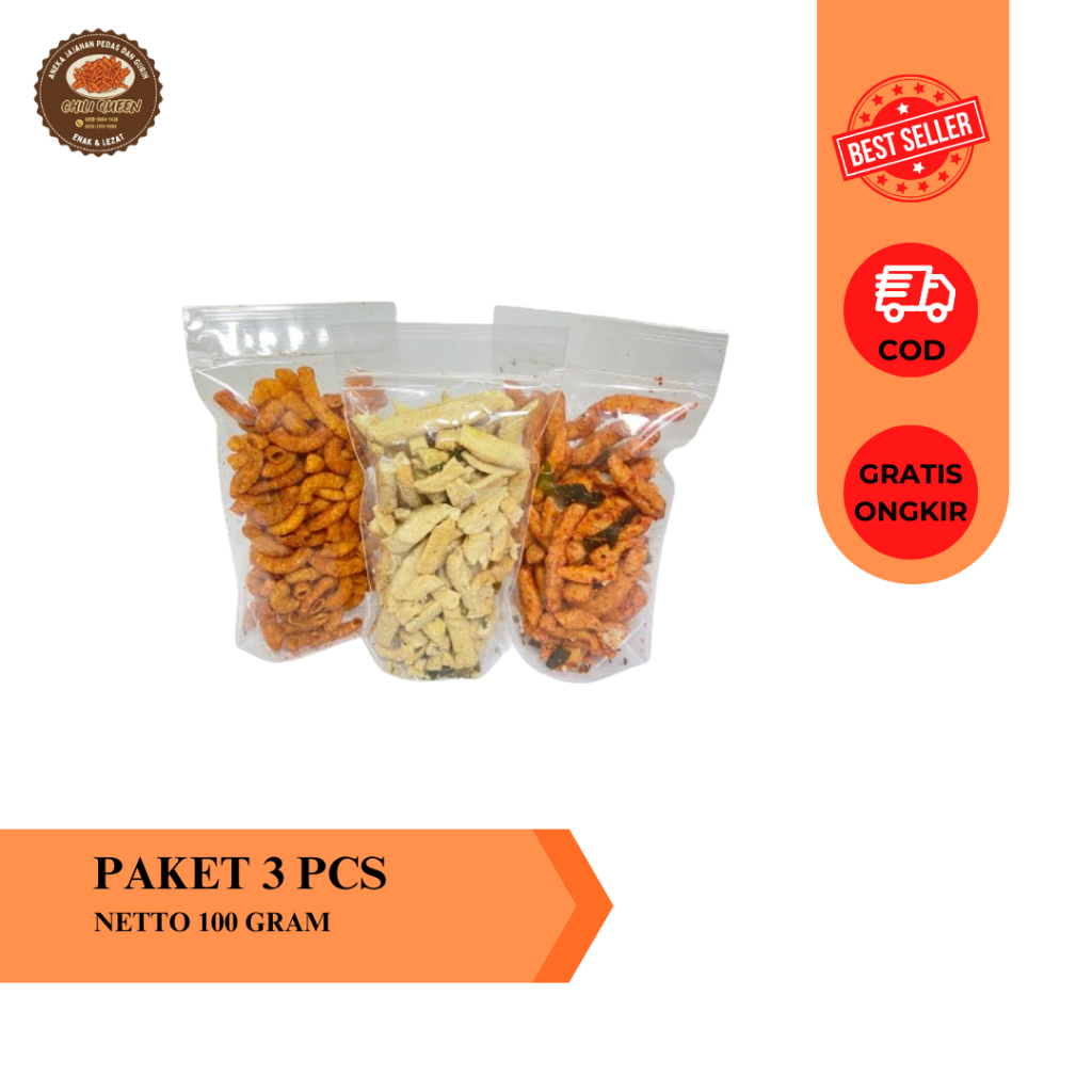 

Paket 3 Pcs 100 Gram Basreng Pedas + Basreng Ori + Makaroni Pedas