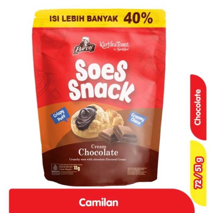 

Paroti Soes Chocolate 72g Paroti Soes Snack Chocolate 72g Soes Kering Isi Coklat Paroti