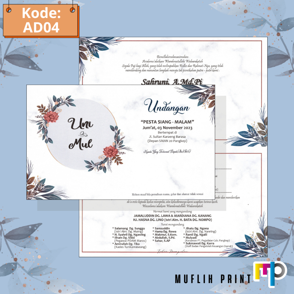 Blangko Undangan Pernikahan Kosong Murah + Amplop Undangan AD04