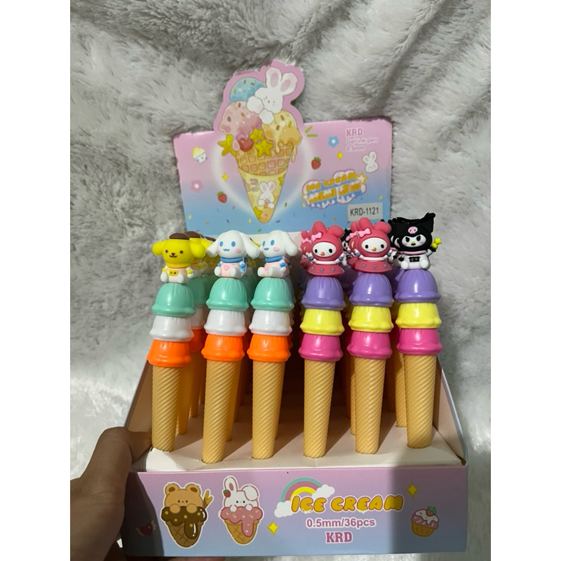 

048 pulpen susun sanrio ice cream pompompurin / cinnamoroll / my melody / kuromi
