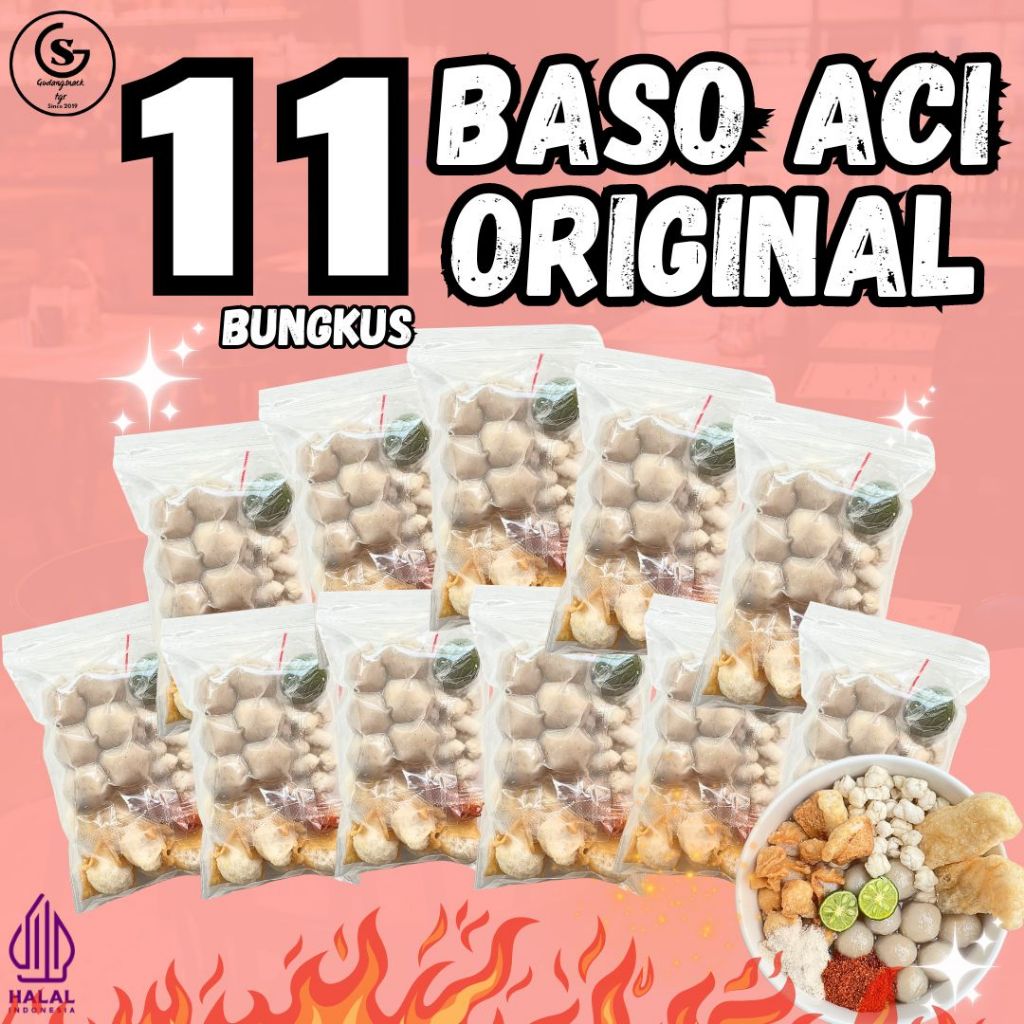 

11 BUNGKUS BASO ACI PAKET HEMAT BY GUDANGSNACKTGR KALDU FOOD PEDAS