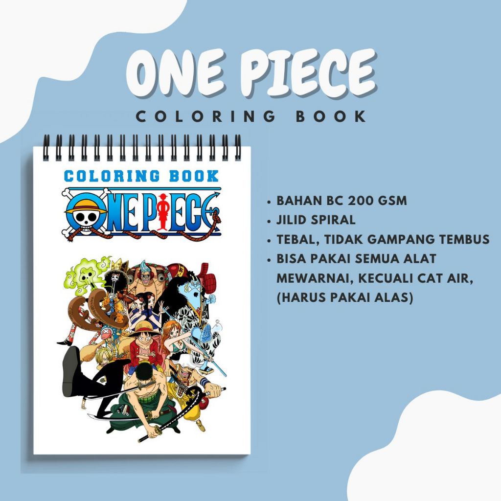 

ONE PIECE Coloring Book Cozy Relaxing Activity Buku Mewarnai Remaja Dewasa Aesthetic Kertas Tebal