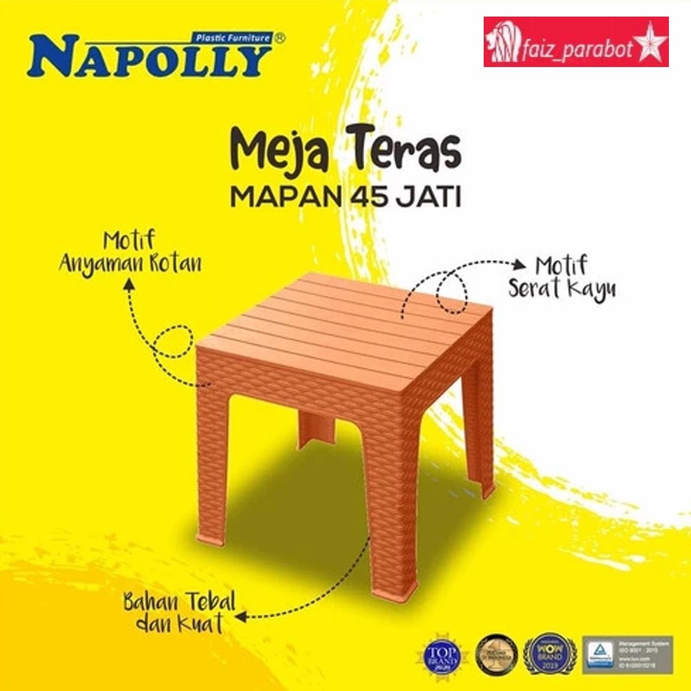 Mapan 45 - Meja Teras Plastik Napolly Motif anyaman Rotan | Meja Plastik Serbaguna
