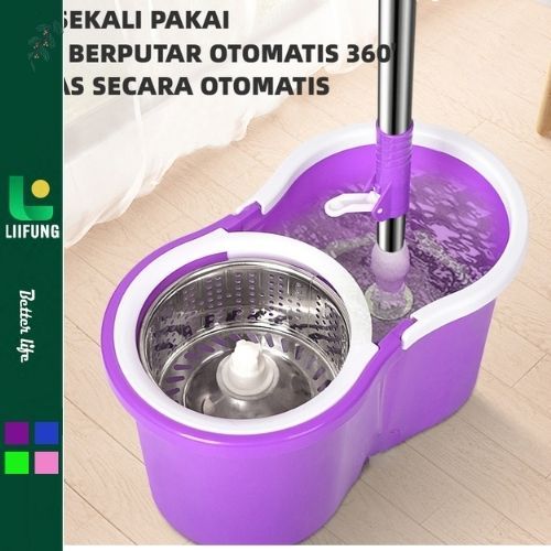 SET Alat Pel Lantai Super Mop Putar Alat Pel Otomatis Pel Stainless Pel Plastik - Spin Mop Pembersih
