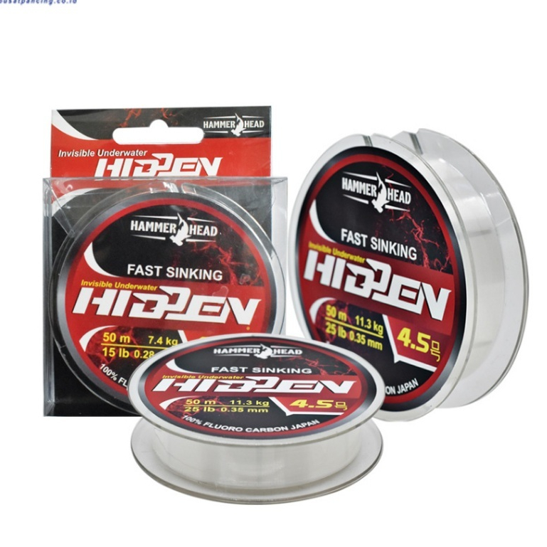 Hammerhead Senar Pancing leader Hidden 50meter 100% Fluorocarbon Japan Fast Sinking Cocok Untuk Jigg