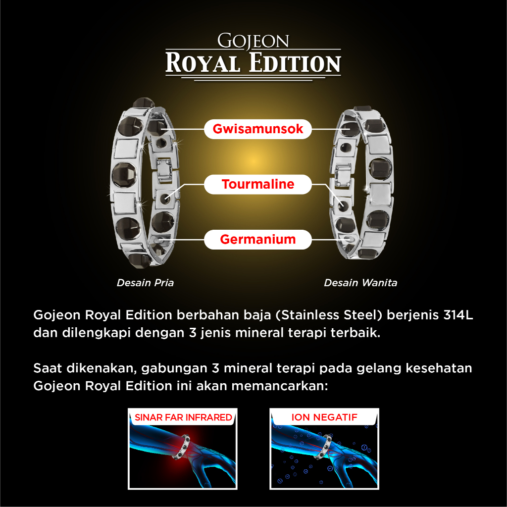 Gelang Kesehatan Gojeon Royal Edition Batu Turmalin Germanium lemak darah menormalkan irama jantung-2