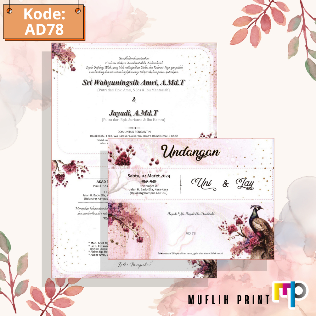 Blangko Undangan Pernikahan Kosong Murah + Amplop Undangan AD78
