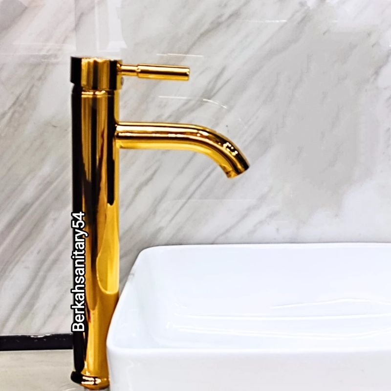 Kran Wastafel Kuningan Panas Dingin Gold/Kran Cuci Tangan Panas Dingin