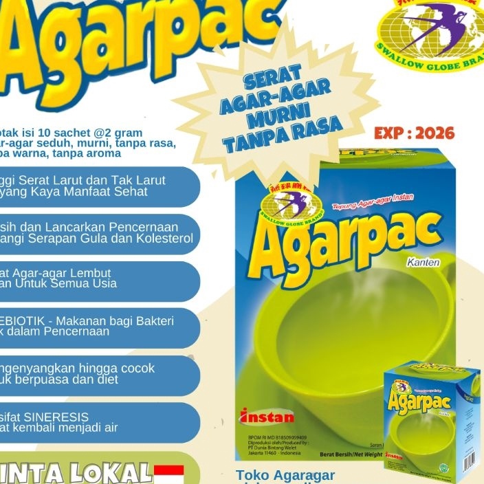 

FSASH SALE AGARPAC 1 sachet Tepung Agaragar Campuran Minuman Diet Sehat