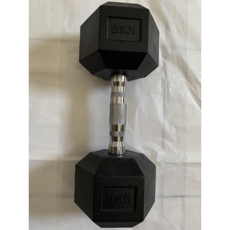 RUBBER COATED HEXAGONAL BARBEL /  DUMBELL 10KG BESI