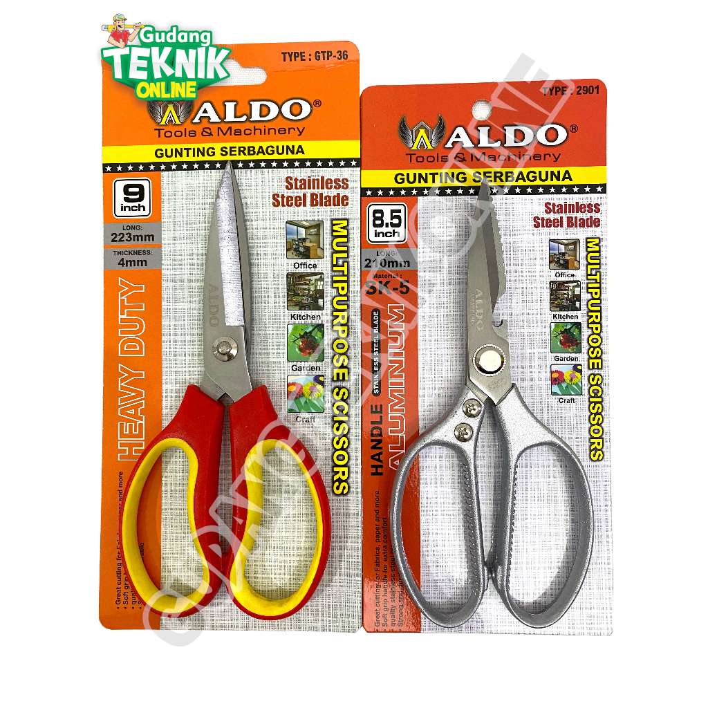 

ALDO Gunting Serbaguna 8.5" 2901 GTP-36 / Gunting Potong Kertas Karton Daging Sayur Kain 8,5 inch Gunting Kantor Dapur ALDO