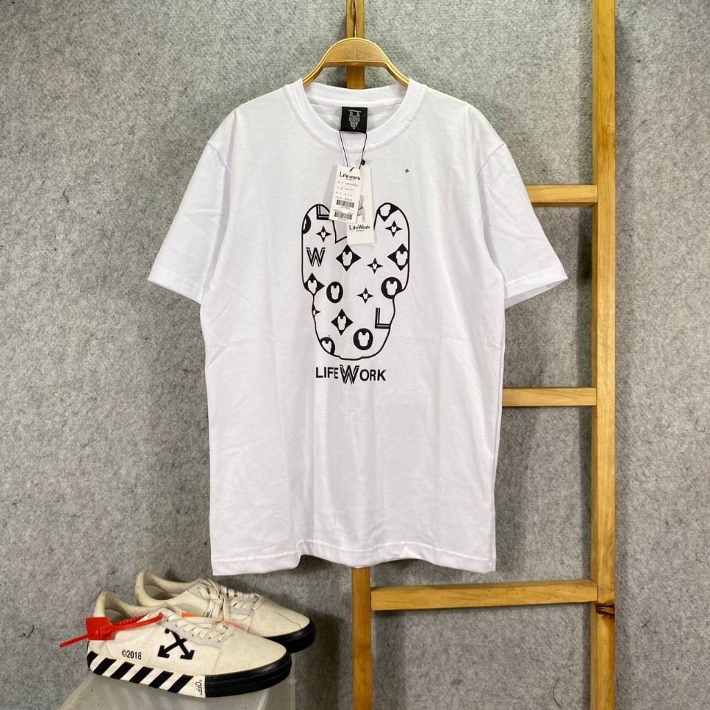 TSHIRT LIFEWORK MONOGRAM WHITE / KAOS LIFEWORK / BAJU LIFEWORK MIRROR 1:1