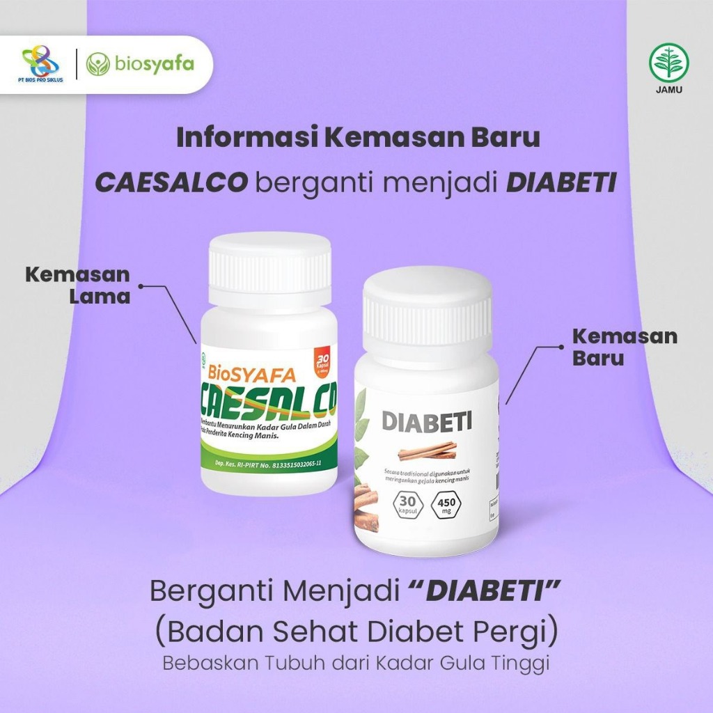 BIOSYAFA CAESALCO | KAPSUL DIABETES BIOSYAFA PROBIOTIK SIKLUS (bisa ditawar)