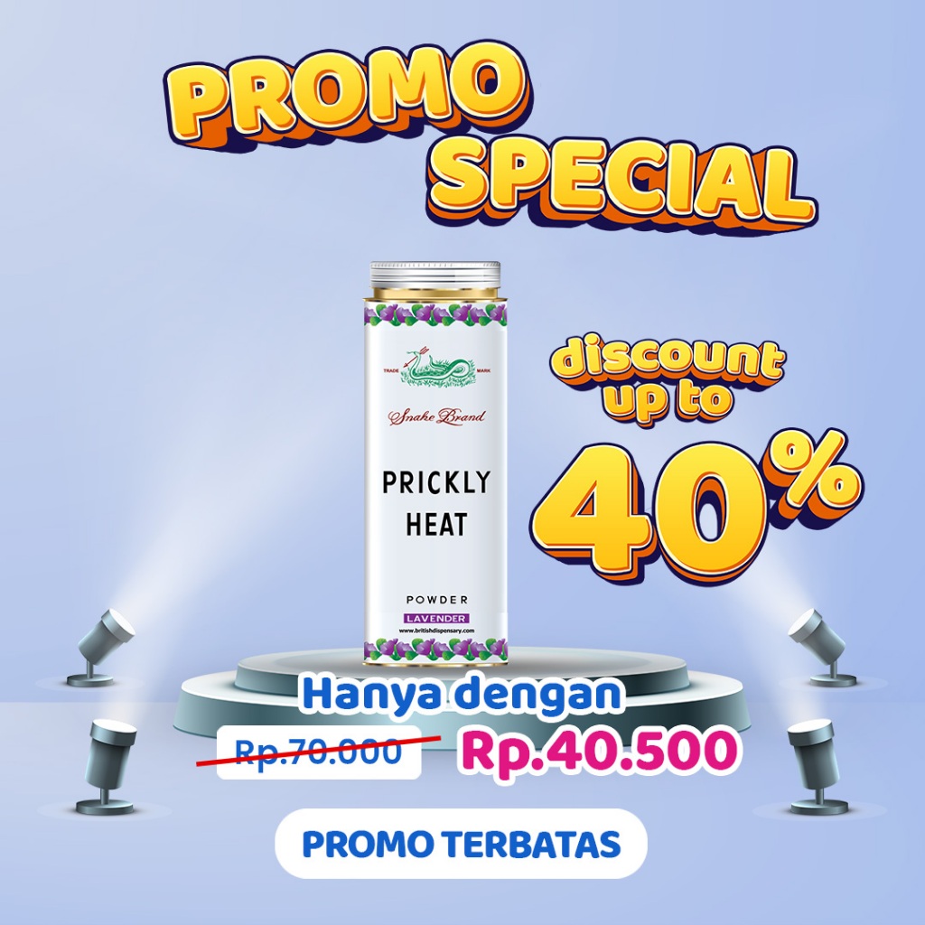 PRICKLY HEAT POWDER SNAKE BRAND LAVENDER 300 GR BEDAK GATAL / BEDAK GATAL
