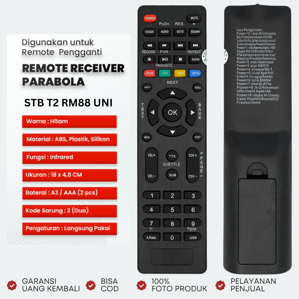 REMOTE STB UNIVERSAL JUNDA RM 88TB ( MATRIX TANAKA XTREAMER)