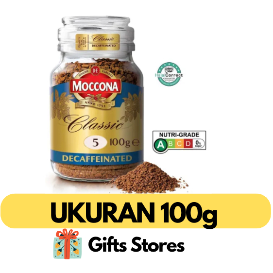 

Moccona Classic Decaffeinated Intensity 5 Freeze Dried Instant Coffee 100G / Kopi Moccona Decaf no Caffeine