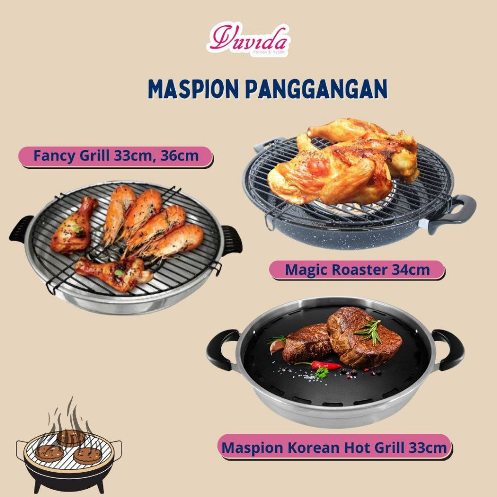 Maspion Panggangan Fancy Grill , Magic Roaster 34cm | Alat Pemanggang Sate Daging Putar- VV
