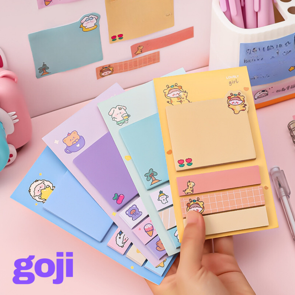 

GOJI Sticky Notes Lovely Mix Set Colorful Berwarna Memo Pad 4 Baris Tempel Lucu Estetik Karakter Character