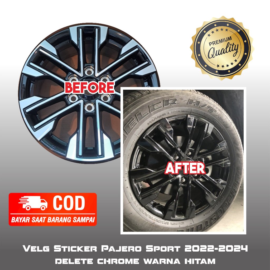 Velg Sticker Pajero Sport 2022 delete chrome warna hitam cutting sticker