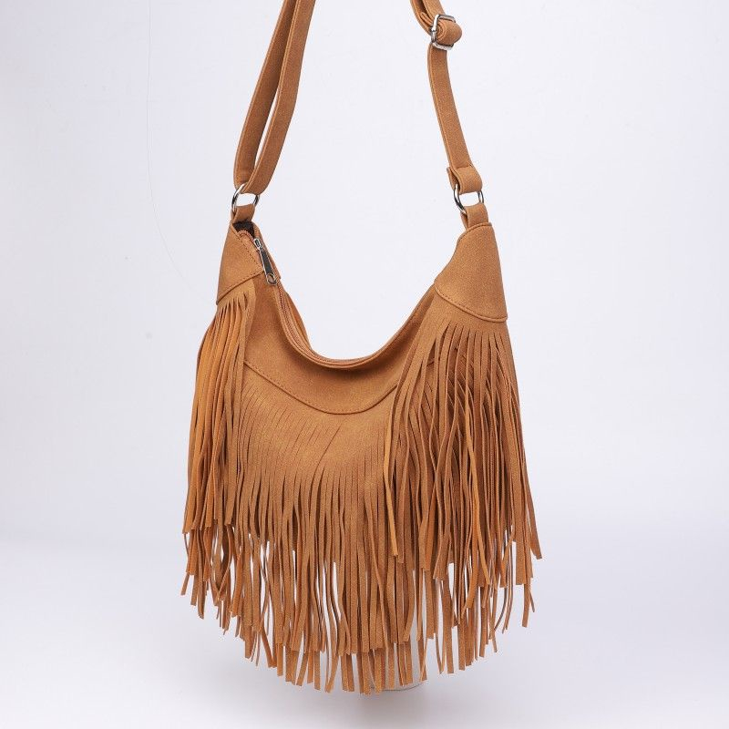 Tas Wanita Bohemian Retro, Tas Selempang dengan Rumbai, Tas Wanita Baru