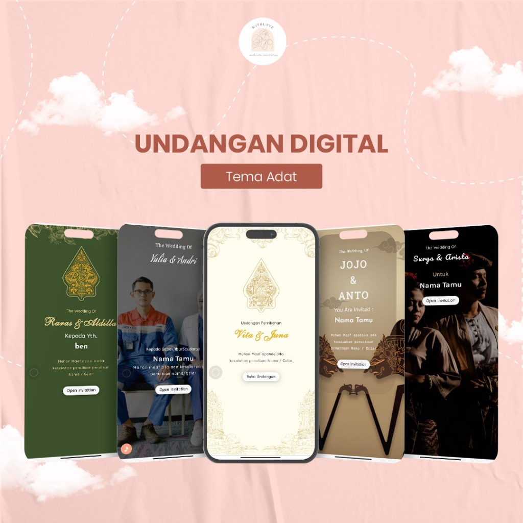 Undangan Online Website Digital Pernikahan Tema Adat Nusantara Jawa, Bali, Batak, Minang dan Wayang