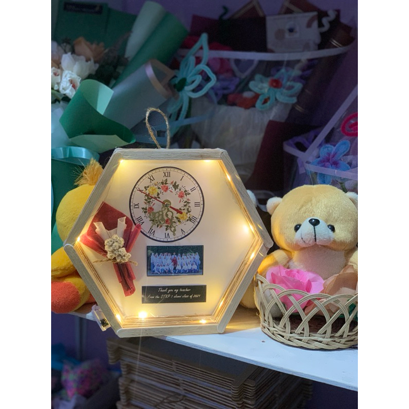 (CUSTOM) SPESIAL PROMO Hexa Jam/hexa stik/hexagonal frame/frame stik/hadiah kado custom foto/Hexa fr